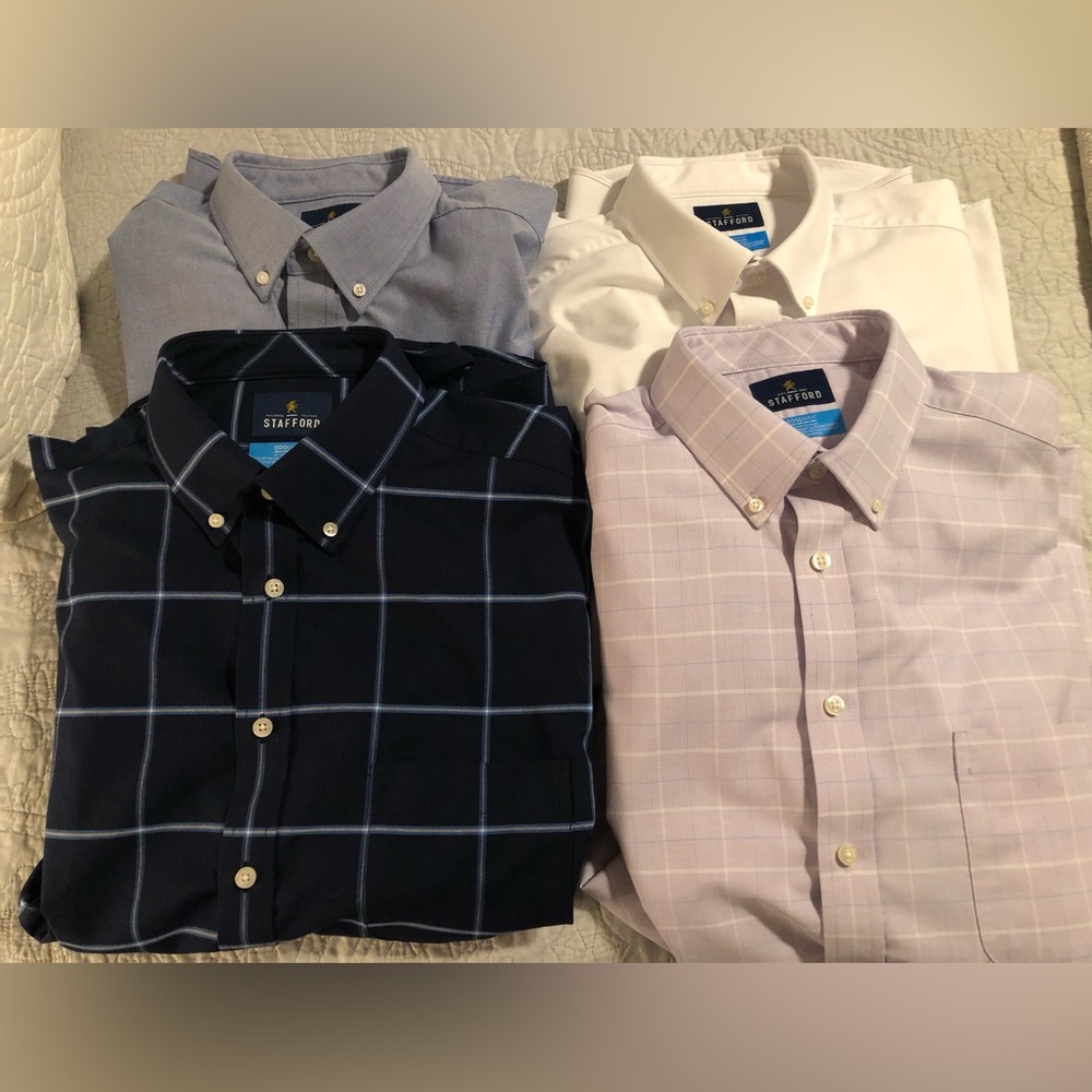 Men’s Stafford Dress Shirts (4) - 16/16.5 & 32/33 - LS, Button-down, Oxford